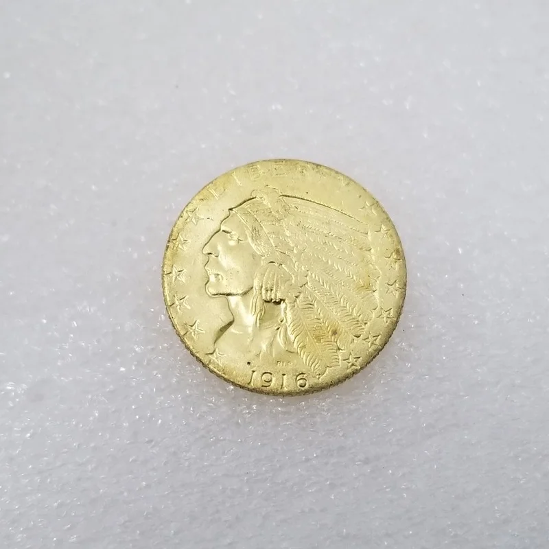 

American 1916 5 Dollars Brass Gold-plated Commemorative Collectible Coin Gift Lucky Challenge Coin