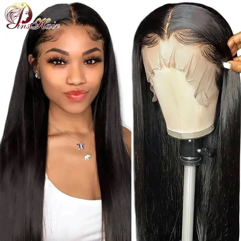 Natural Straight Lace Front Human Hair Wigs For Women Pre Plucked 13x4 Transparent Lace Frontal Wig Brazilian Remy Human Hair