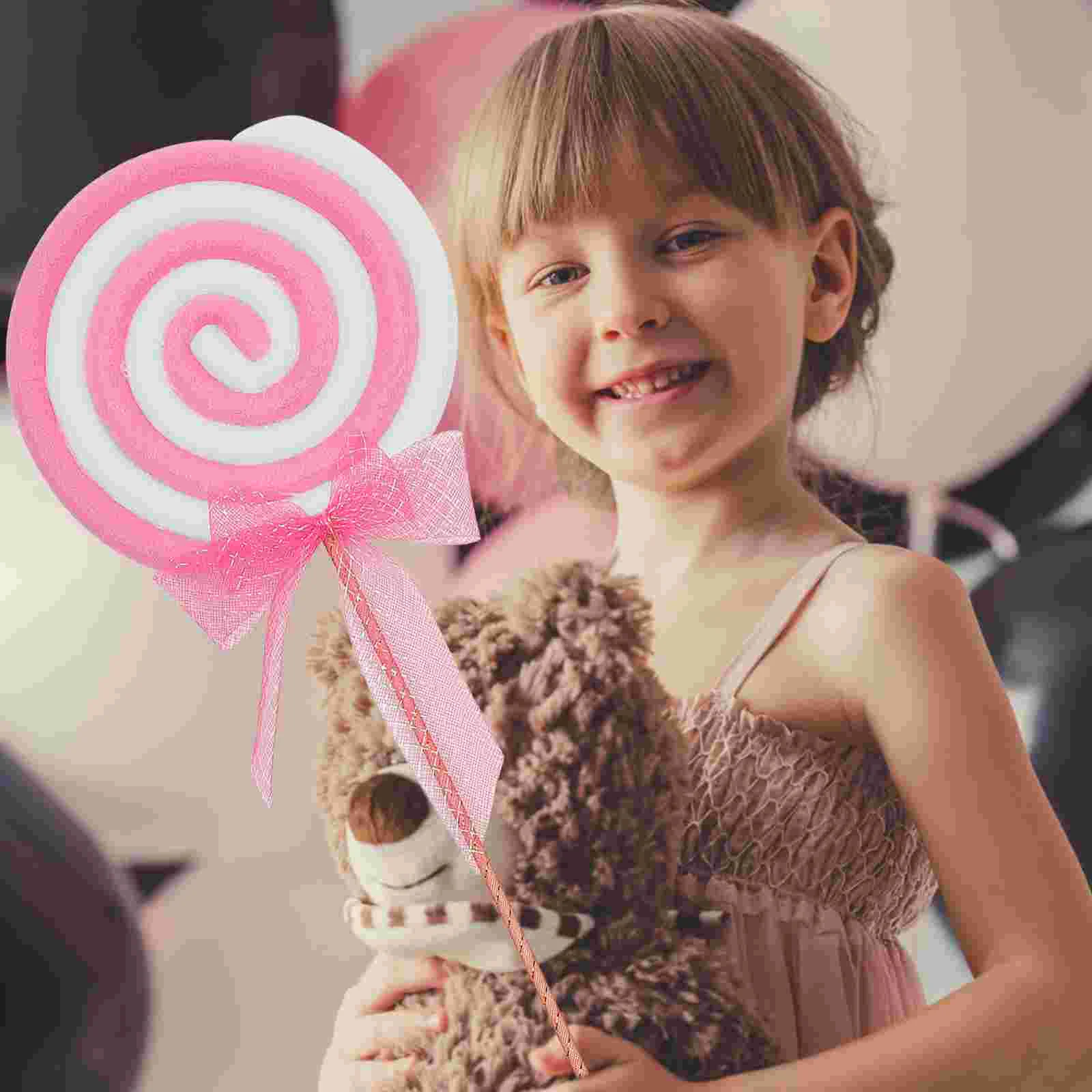 

2 Pcs Candy Cane Lollipop Props Child Music Gifts Artificial Lollipops Foam Decorative Fake Models