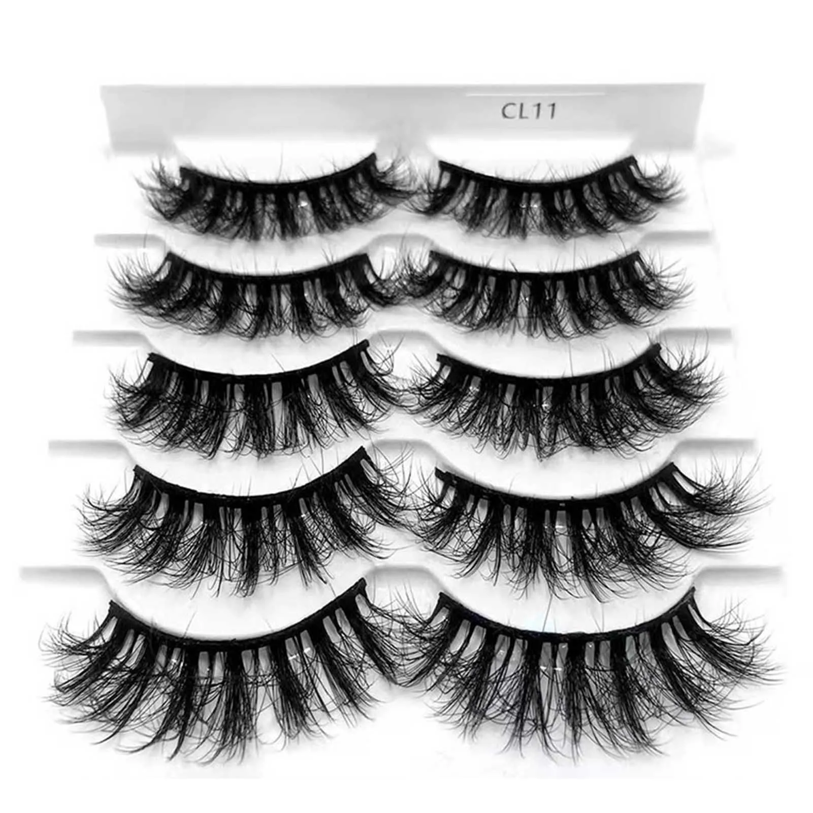 

5 Pairs Curling Thick Fake Eyelashes Daily Fluffy Eye Makeup 3D Volume Lashes for Outdoor Dating Makeup