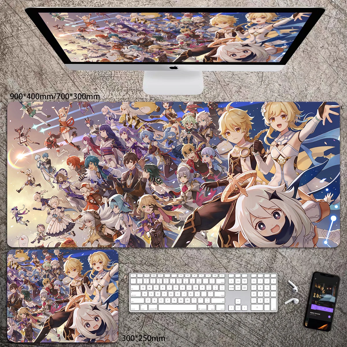 

Genshin Impact Theme Keyboard Pads Game Player Desktop Decoration Anime Print Non-Slip Mousepad Otaku Esports Boys Desk Pads