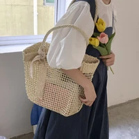 summer bag womens new fashion personalized hollow out large capacity fresh niche versatile one shoulder straw woven bag