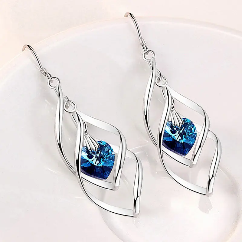 

2023 New S925 Sterling Silver Drop Earrings 60MM Elegant Heart Zircon Earrings For Women Fashion Wedding Jewelry Couple Gifts