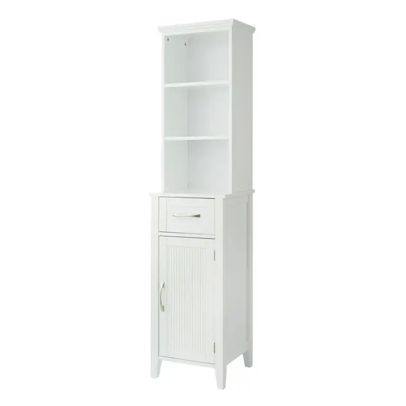 

Wooden Linen Storage Cabinet with Shelves, White