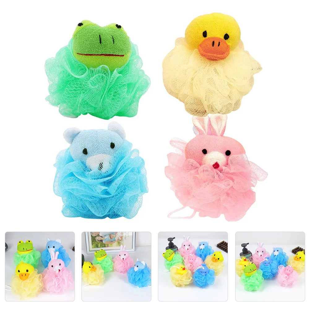 

Bath Sponge Showerloofah Mesh Pouf Kids Puff Cleaning Exfoliating Baby Body Scrubbinganimal Sponges Cartoon Skin Facial