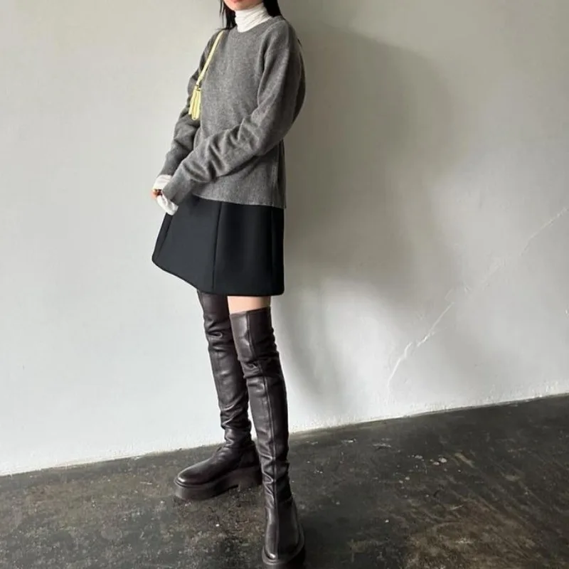 Юбка женская трапециевидная с завышенной талией винтажная простая элегантная