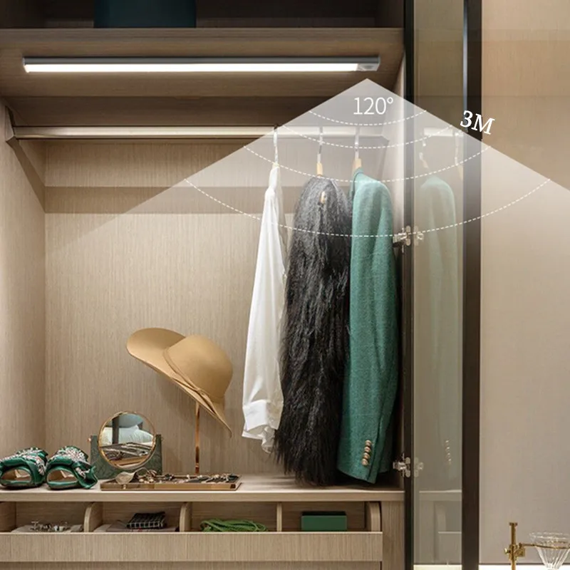 

Motion Sensor Under Cabinet Lights Induction Lamps USB Night Lights Tricolor Dimming Wireless LED Ultra-thin Lights Rechargeable