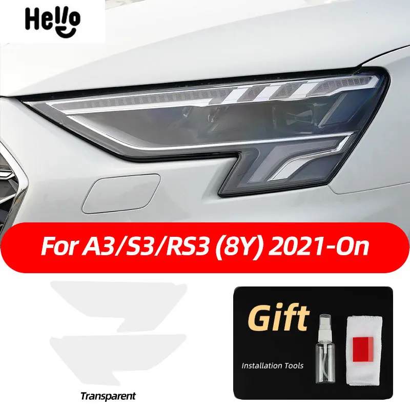 

Для Audi A3 8V S3 RS3 8Y 2021 2022 S Line Sportback 2014 г. Защитная пленка для фар автомобиля Прозрачная дымчато-черная наклейка из ТПУ