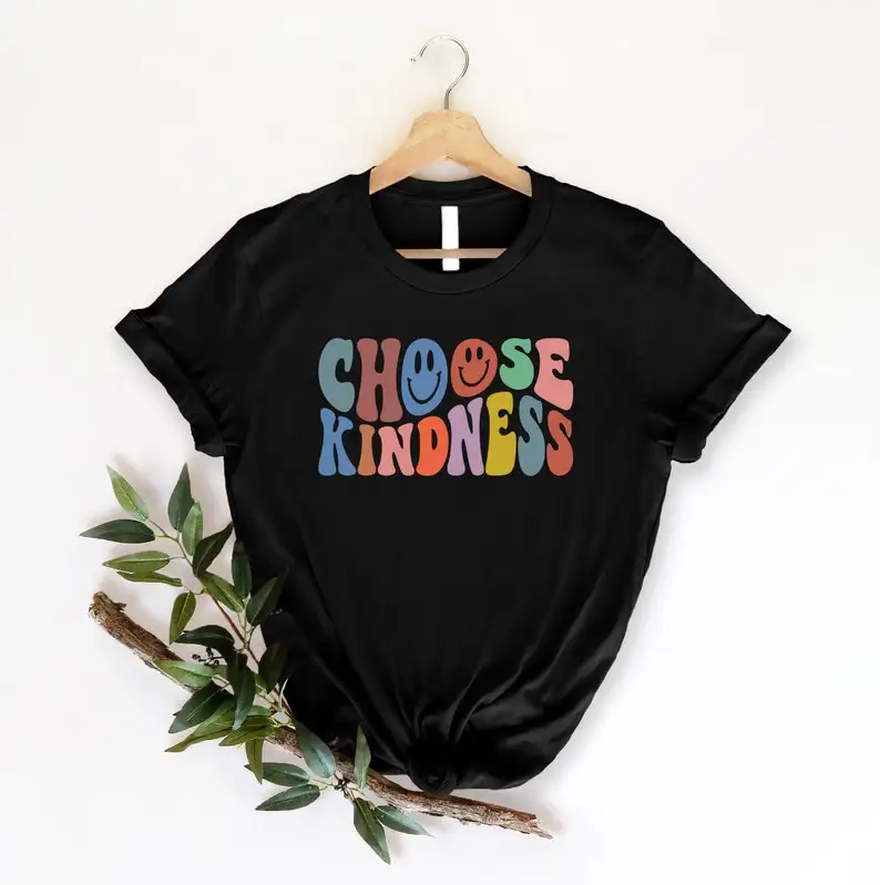 

Choose Kindness T-Shirt Be Kind Shirt Trendy Smiley Face Shirts Positive Tee Shirt Aesthetic Cotton O Neck Short Sleeve Tops