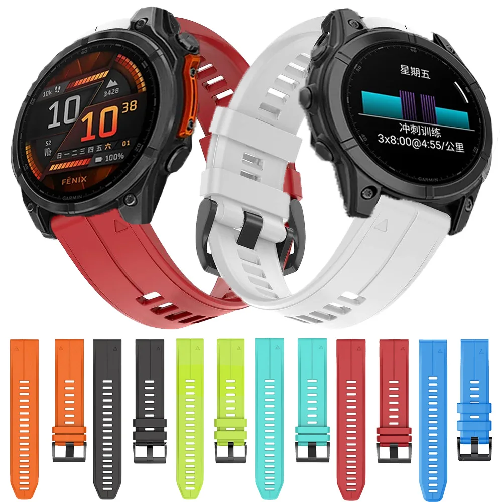 Для Garmin Fenix 8 47 мм 51 ремешок 22 26 силиконовый для часов 7 7X Pro 6 6X 5 5X Plus/Enduro 3 2 браслет