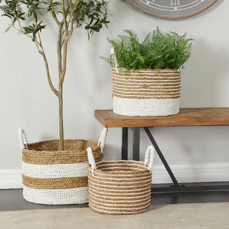 

Seagrass Woven Bohemian Storage Basket, 3-Piece Rattan Basket
