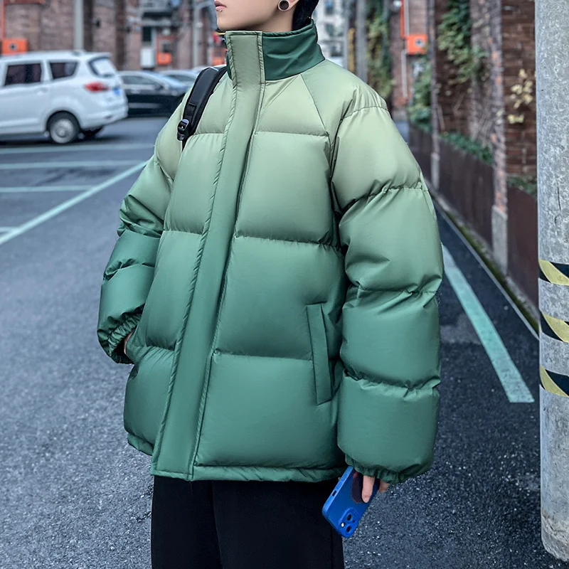 Winter Jacket Men Warm Fashion Gradual Color Thickened Jacket Men Streetwear Korean Loose Thick Short Coat Mens Parker Clothes