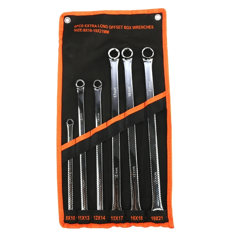 

Extra Long Box End Wrench Set 6 Pieces Long Lifetime Aviation Spanner 8mm - 19mm Compatible w/ Manufacture Construction