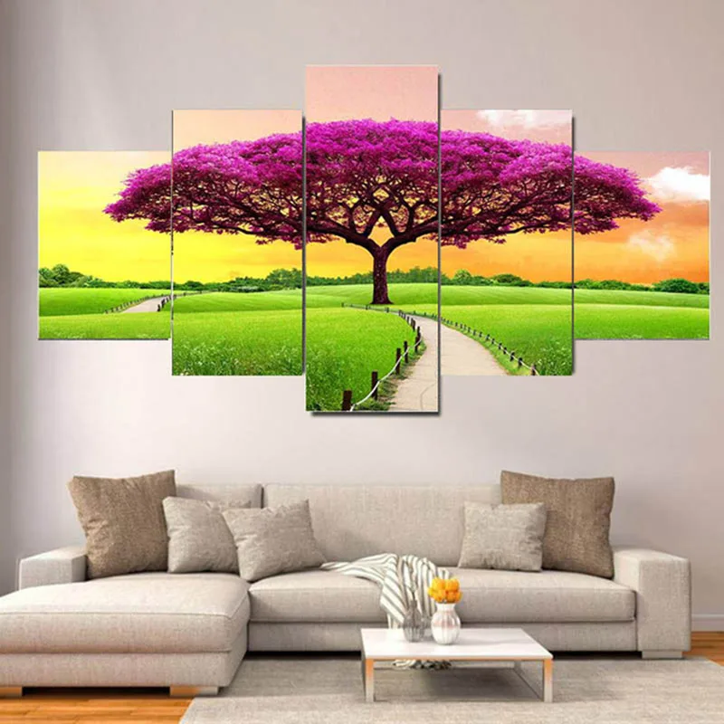 5 шт. абстрактные красочные картины на дереве модульные Холст Плакаты и принты