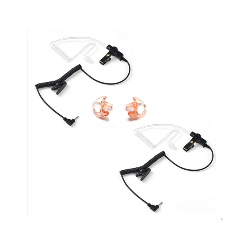 3.5mm Police Listen Only Earpiece with Clear Acoustic Coil Tube for Two Way Radio, Radio Speaker Mic(2 Pack)