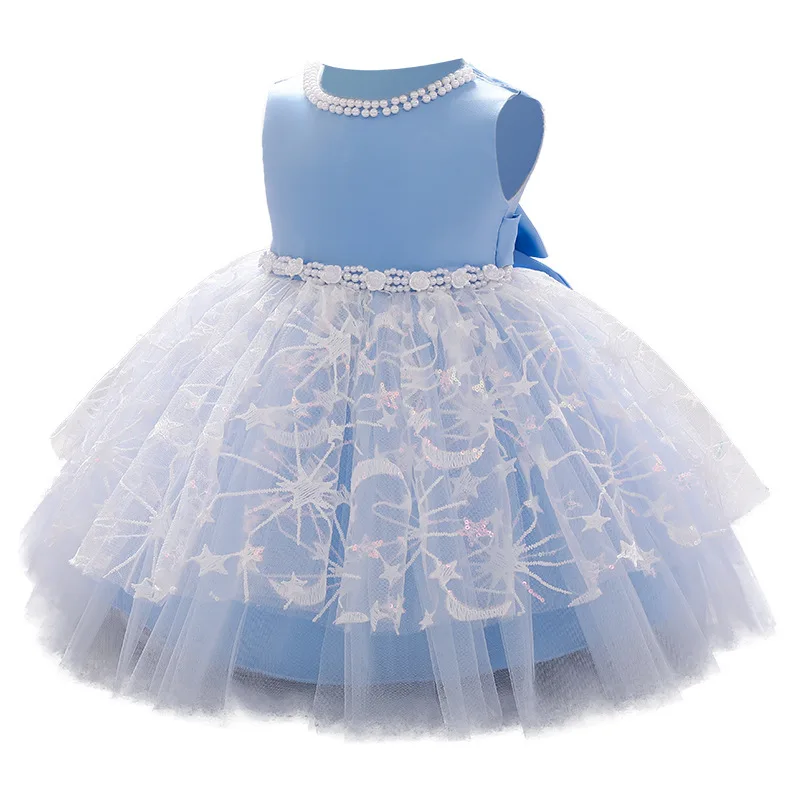 

Кружевное синее платье на день рождения для девочек от 0 до 6 лет, новинка, детская юбка-жилет для девочек, детское платье принцессы, детская одежда OGF224457