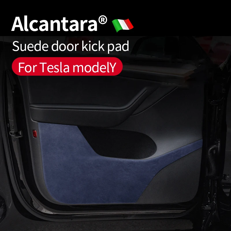 

4Pcs Car Door Anti Kick Protection Pad Panel For Tesla Model 3 Model Y 2017-2023 Alcantara Suede Auto Doors Anti-Dirty Trim