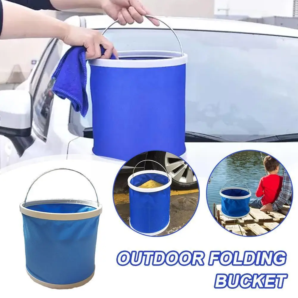 Thicken Portable Multifunctional Folding Bucket Outdoor Cleaning Hiking Car Camping Wash Tool Trip Foldable Fish Backpack B A4E7