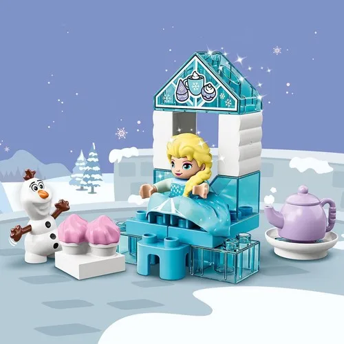 Фото Оригинальный Конструктор LEGO DUPLO 10920, Эльза И Олаф, Чайная Вечеринка, игрушка для малышей, игровой набор, кирпичи, 17 шт. в возрасте + 2 шт. в подар... №5