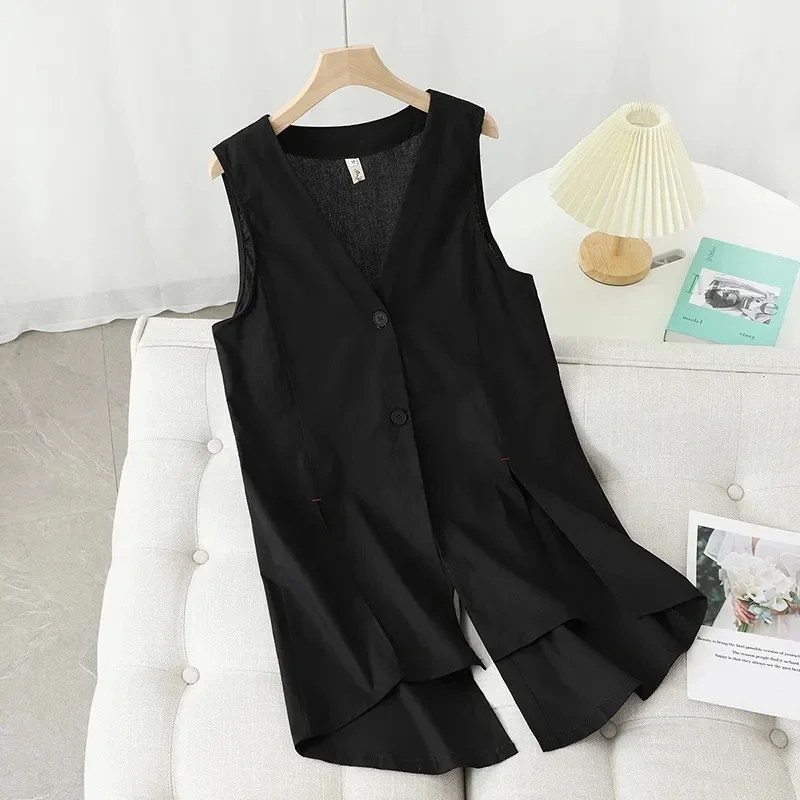 Женский жилет из хлопка и льна весенний для отдыха 2024