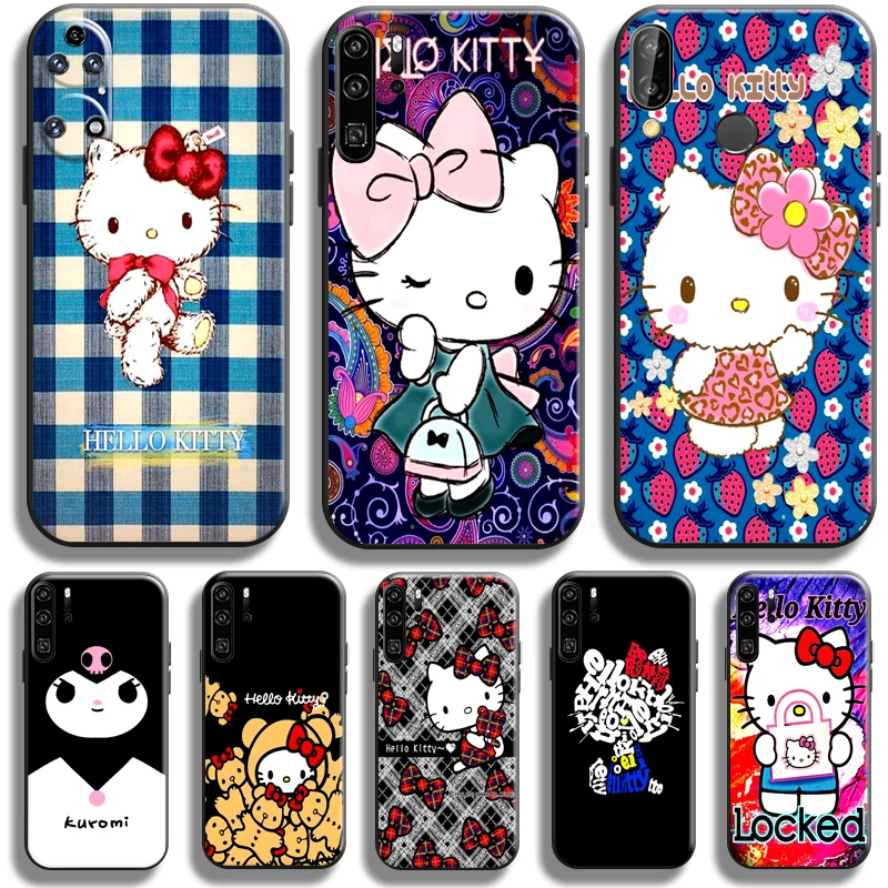 

Cute Cartoon Hello Kitty For Huawei P50 P40 P30 P20 Pro Lite 5G Phone Case For Huawei P Smart Z 2021 Soft Coque Liquid Silicon