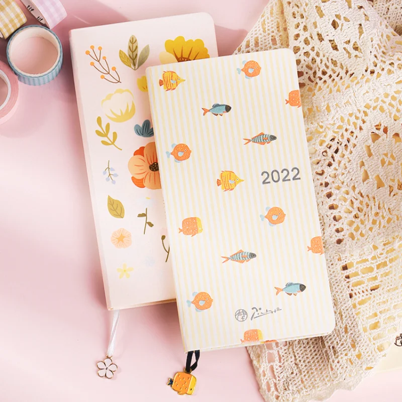 

2022 портативная книга-планировщик на тему Lucky Fish в твердом переплете, 193*100*13 мм, список проверок + план на месяц + неделю 160P