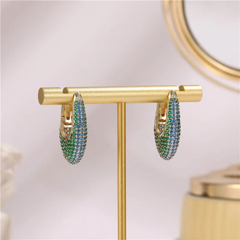 

High-quality delicate earrings simple geometry sparkling zirconu-shape classic eardrop for women