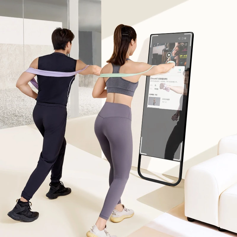 

Smart interactive magic gym mirror intelligent exercise full length fitness mirrors with lcd screen advertising kiosk