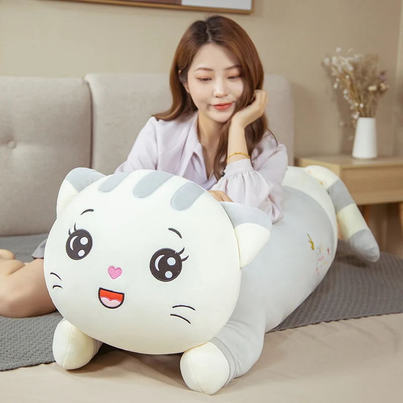 

Hot 1pc 60cm-120cm Cute Soft Long Cat Pillow Plush Toys Stuffed Pause Office Nap Bed Sleep Home Decor Gift Doll For Kids Girl