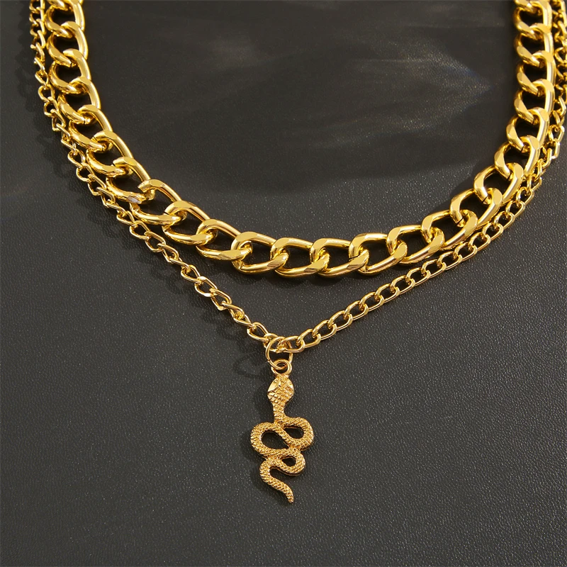 Набор ожерелий "Змеиные" 17KM из металла золотого цвета для женщин, пустотелые модные ювелирные аксессуары 2022 года.