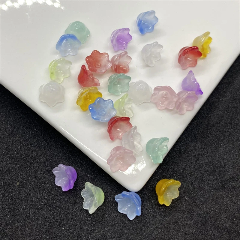 

100pcs Bell Orchid Shaped Two-color gradient Acrylic Beads Flower Bead Caps For DIY Necklace Bracelet Jewelry Accessories