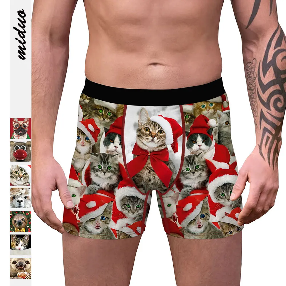 

Men Underwear Wholesale Funny Christmas Printing Breathable Men's Underwear Daily Wear Comfortable Elastic Boxer