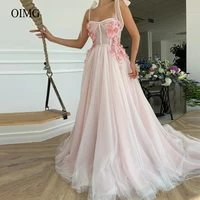 oimg pink a line tulle evening dresses 3d flowers sweetheart straps floor length prom gows women garden fairy bride formal dress
