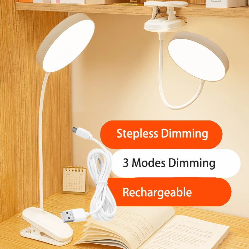 

USB Table Lamp Led Desk Lamp Touch Clip Study Lamps Flexible Gooseneck Desktop Light Rechargeable For Book Bed Office Computer