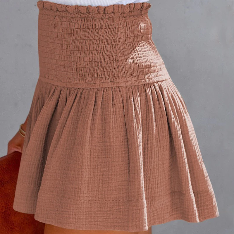 Women New High Elasticity Shorts Pleated Ruffle Cotton Loose Summer Casual Comfortable Cotton Flowy Solid Color Sportswear Cute