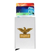 anti theft id credit card holder thin aluminium metal wallets classic spqr eagle design printing pocket case bank card box