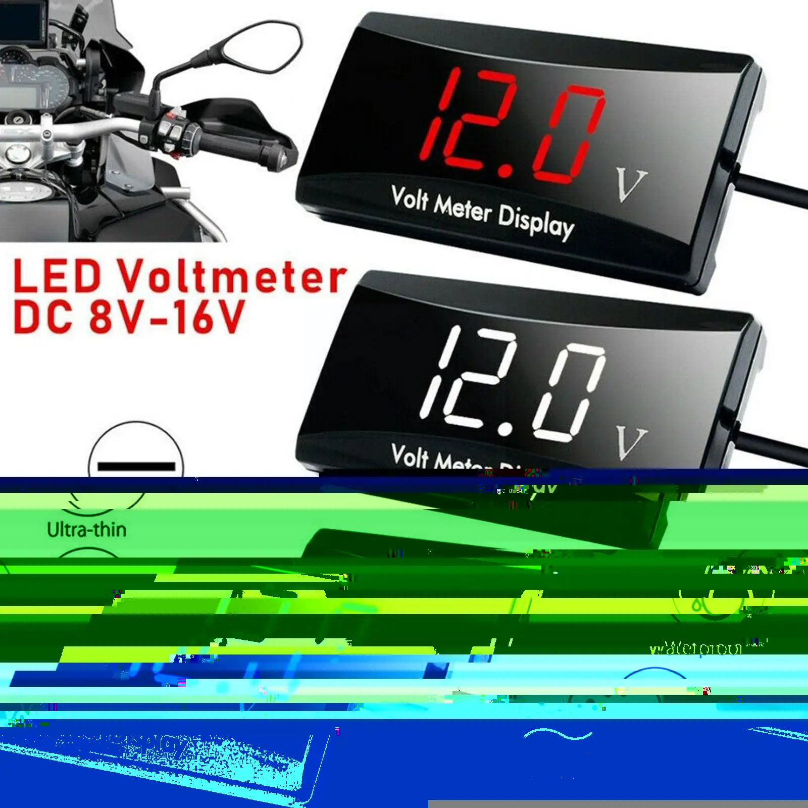 

Многофункциональные цифровые часы Voltimetro, термометр, мотоцикл, 3 светодиода, скутер, автомобиль, вольтметр, 1 12 В IP67 DC лодка Displa I6U3