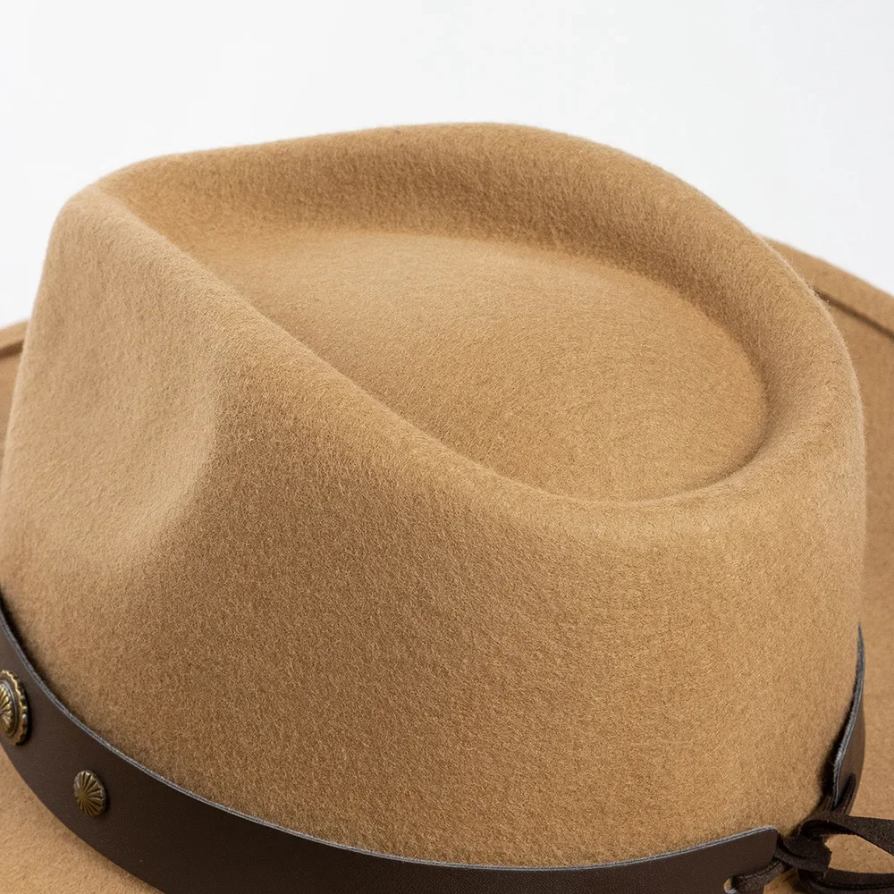 USPOP Новая женская шляпа-федора из 100% шерсти в ковбойском стиле с заклепками