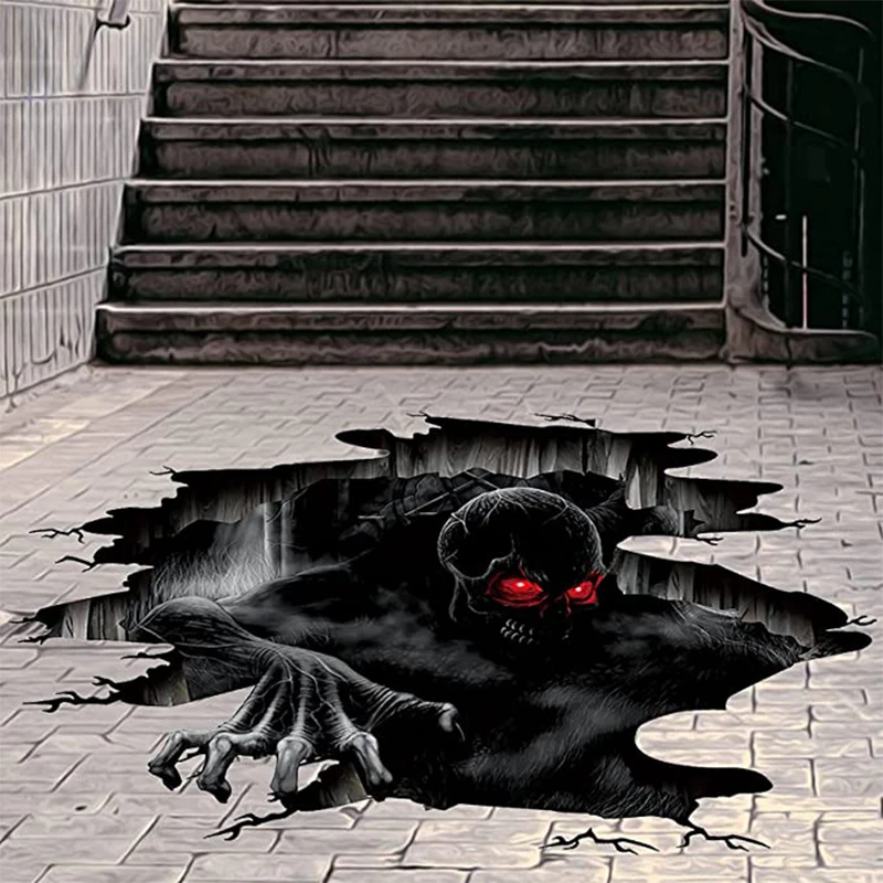 

3D Наклейка на стену на Хэллоуин, призрак, череп, замок, наклейка, ужас, стена, стекло, пол, потолок, украшение для дома, офиса, вечеринки