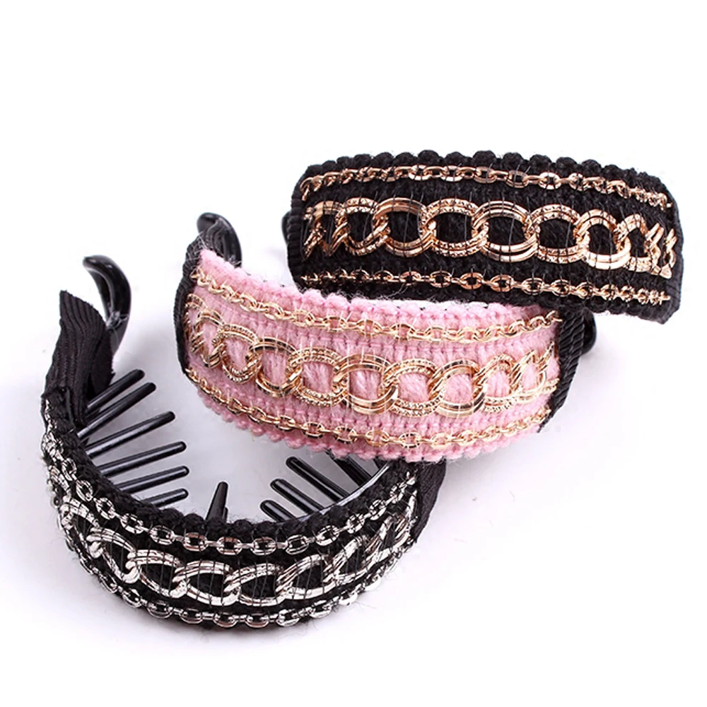 

Korean Women Butterfly Hair Clips Ring Elegant Crochet Large Hairpins Banana Ponytail Hold Clamp Claw Band Girl Hair Accessories