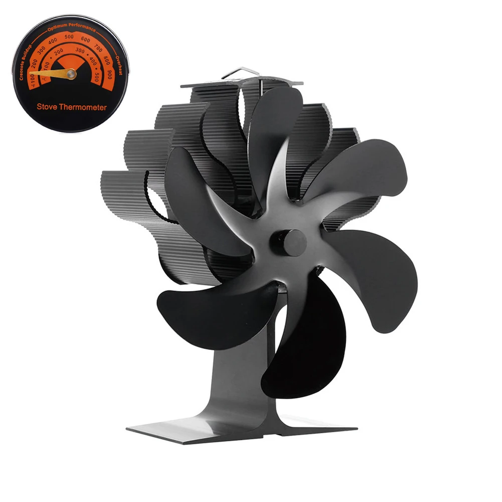 

6 Blade Heat Powered Stove Fan Mini Fireplace Fan Log Wood Burner Eco-Fan Quiet Fireplace Fan Heater Efficient Heat Distribution