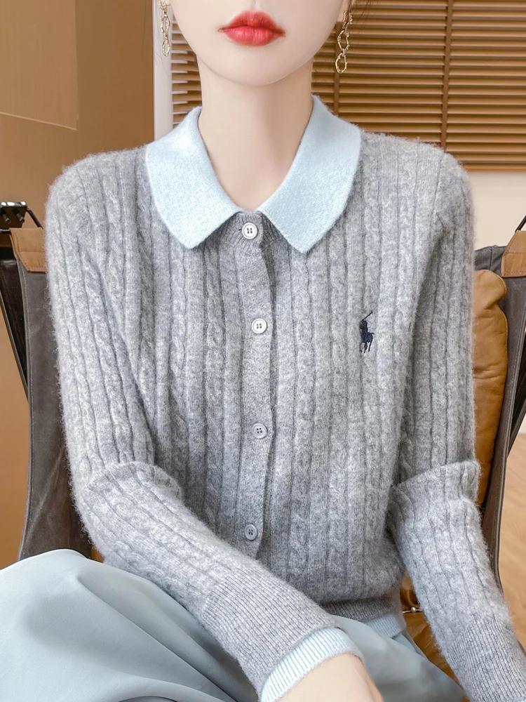 00 флисовый искусственный кардиган из двух предметов женский воротник-поло с