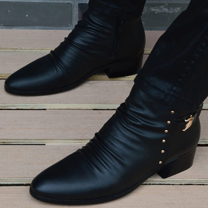 

New Fashion Men Boots Genuine Leather Men British Autumn Winter Warm Plush Ankle Boots Man Casual shoes Zapatos man hombre