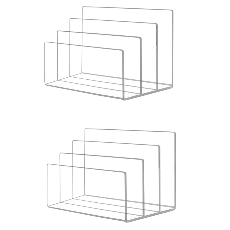 

2 Pcs Transparent Desk Sorting Organizer 3 Compartments Acrylic File Rack Transparent File Sorter Desktop File Manager