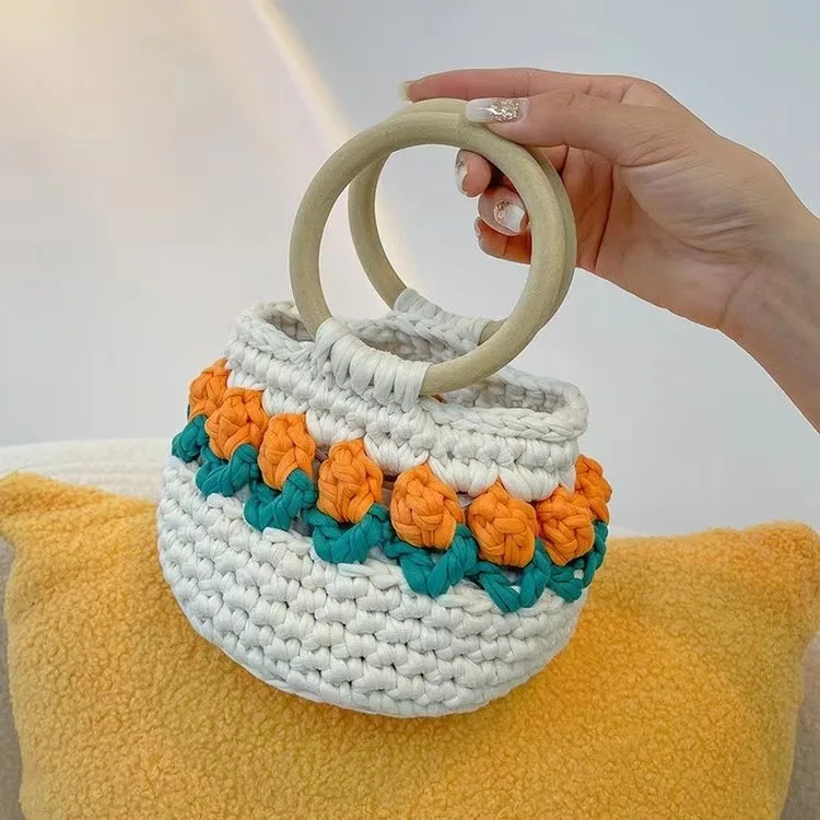 1set Deepeel Fashion DIY Handmade Woven Bags Material Sewing Accessories Cute Flower Bag Female Color Women's Gift Handbag