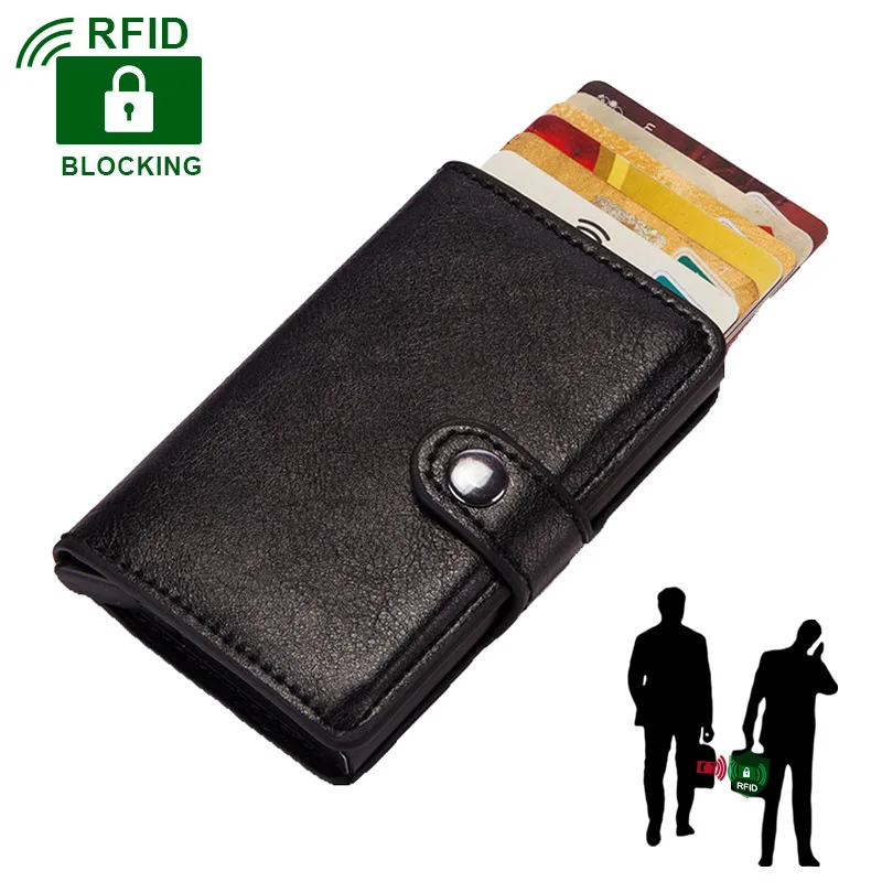 

2022 мужской смарт-кошелек с Rfid-блокировкой для кредитных карт, алюминиевый металлический чехол для визиток и банковских карт, Карманный держ...