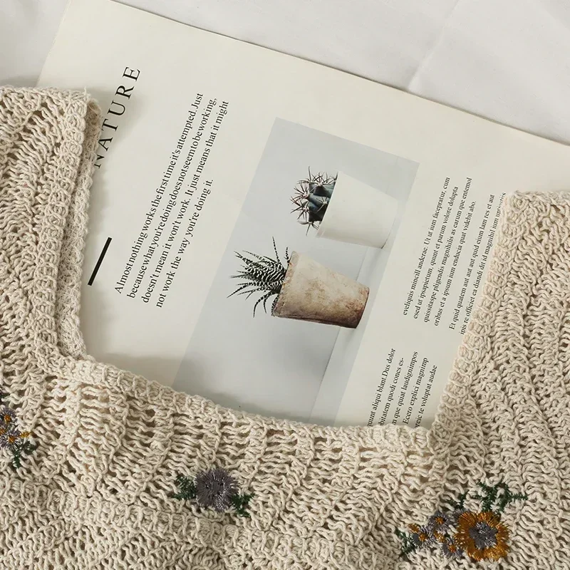 Женская шифоновая блузка с цветочной вышивкой длинным рукавом и квадратным