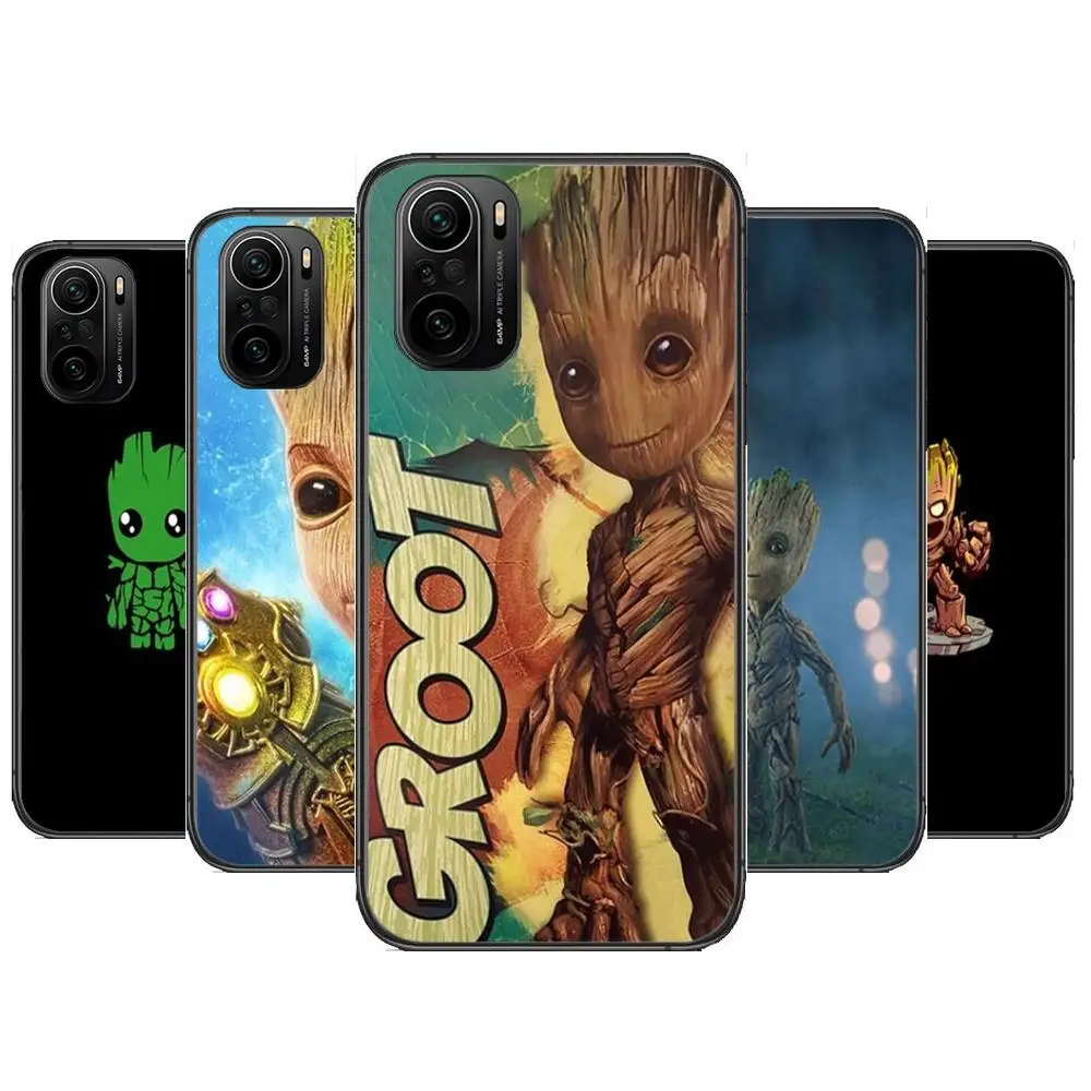 

Marvel Baby Groot Phone Case For xiaomi redmi POCO F1 F2 F3 X3 Pro M3 9C 10T Lite NFC Black Cover Silicone Back Prett mi 10 ultr