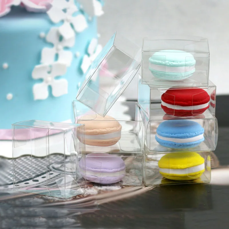 

50Pcs Clear Single Macaron Boxes Candy Cookie Biscuit Cake Packing Box Wedding Baby Shower Party DIY Baking Boxes Packaging