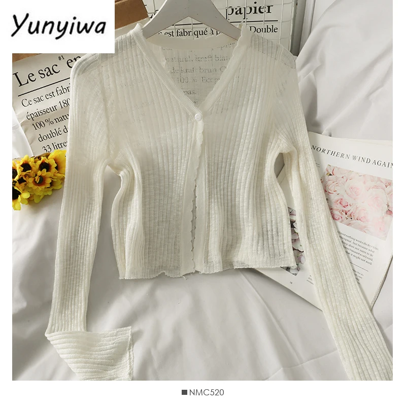 Женский трикотажный кардиган с длинным рукавом розовый прозрачный Укороченный